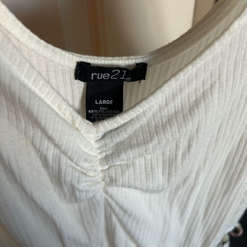 Rue21 White Ribbed V-Neck High Low Dress